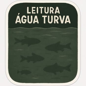 Cena de água turva com contraste baixo, representando leitura difícil em jogo de pesca mobile